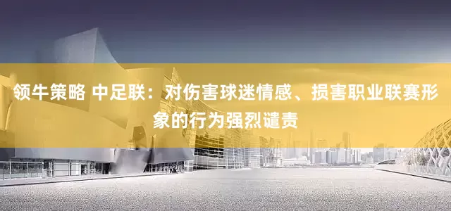 领牛策略 中足联：对伤害球迷情感、损害职业联赛形象的行为强烈谴责